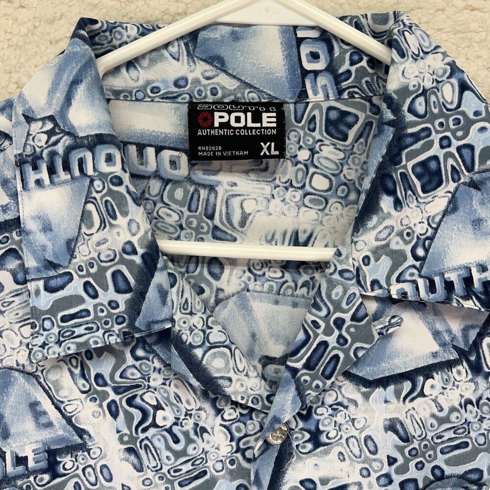 Vintage Southpole Shirt Men XL Blue White All Over‎ Print AOP Y2K Streetwear - Picture 3 of 6